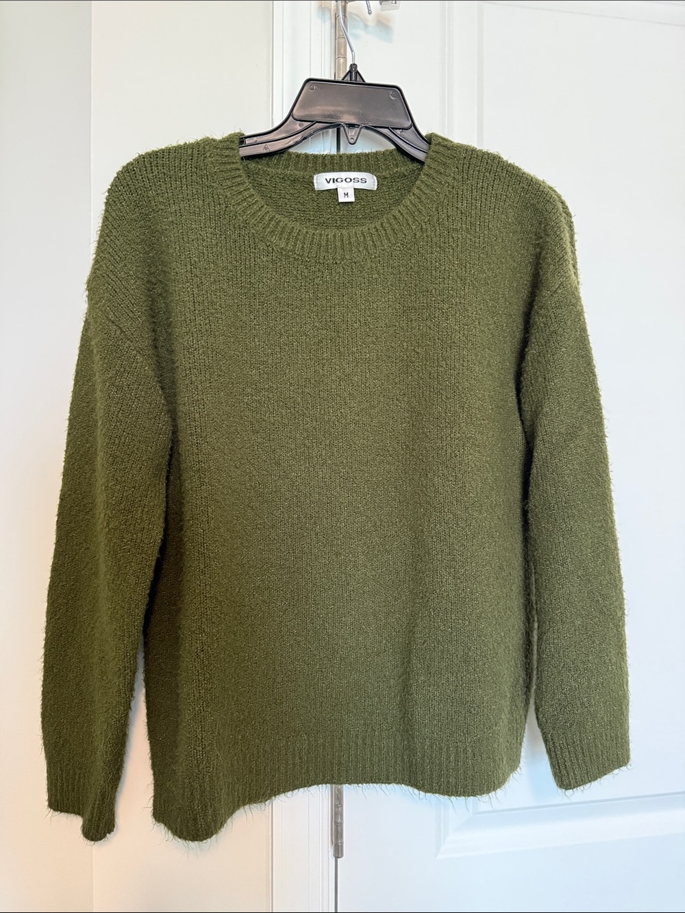 Vigoss Moss Green Textured Crewneck Sweater